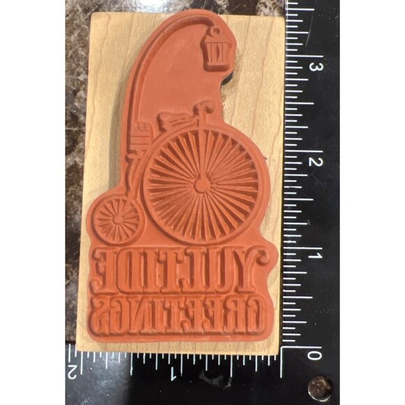 Yuletide Greetings Wood Mounted Rubber Stamp Inkadinkado 60-00696 - Picture 2 of 3